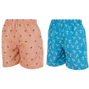 iBerryNY Men's Swimming Shorts, Swimsuit Trunks with Mesh Lining, 2 Pairs